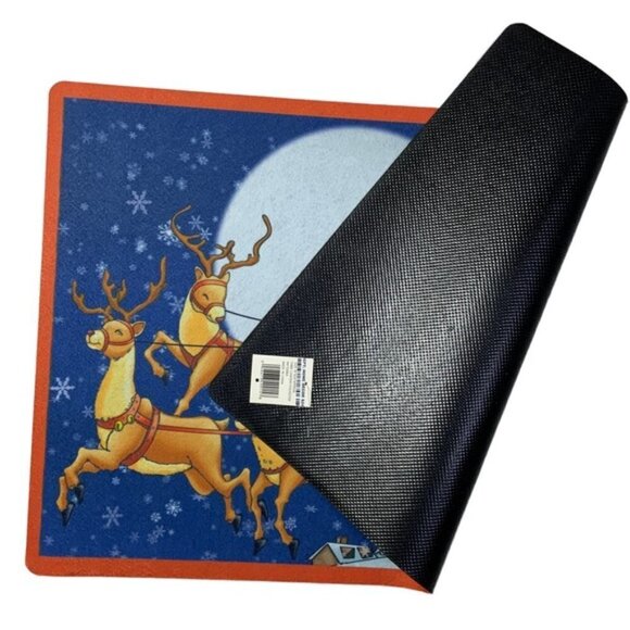 Christmas Holiday Doormat Santa Sleigh Rug Accent Mat Festive Decor 16 X 24 In - Picture 4 of 14